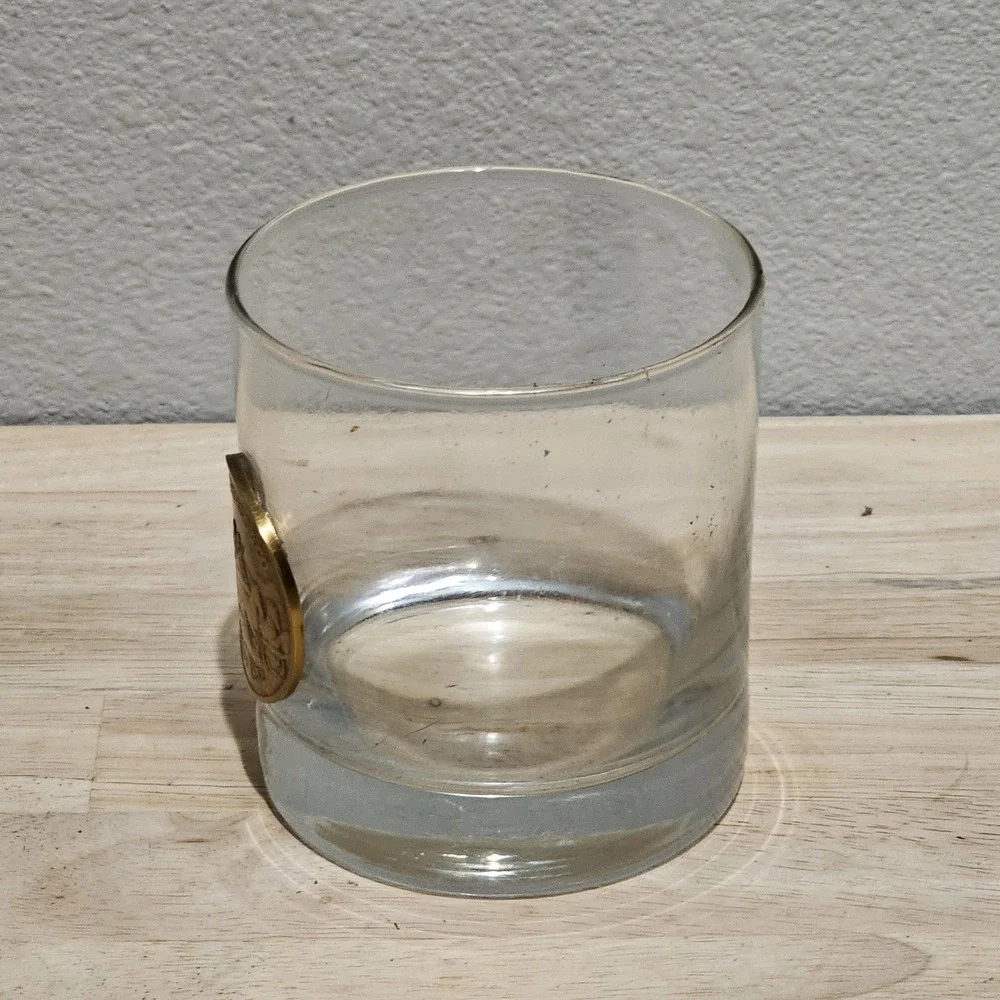 Wells Fargo Cocktail Glass Banking  Memorabilia Stagecoach Bronze Medallion